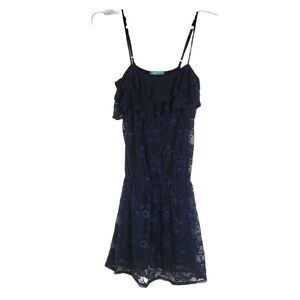 Queen‎ Esther Lace Navy Blue Elastic Waist Mini Dress Size Small